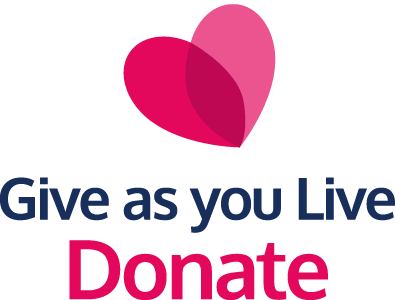 Image is of the Give as you Live Donate logo with a pint heart graphic