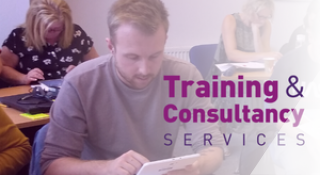 Training and Consultancy Logo with group in a classroom setting